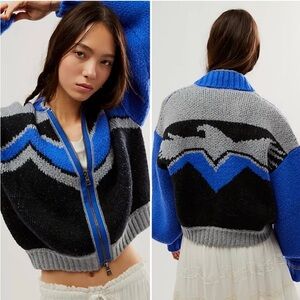 Free People eagle bomber sweater